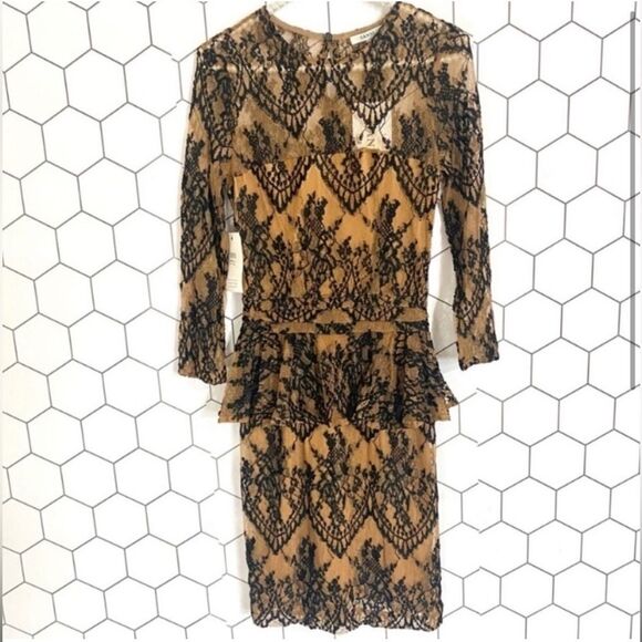 GANNI Larkin Peplum Black Lace Cocktail Dress NEW WITH TAGS SIZE XS - Picture 2 of 7